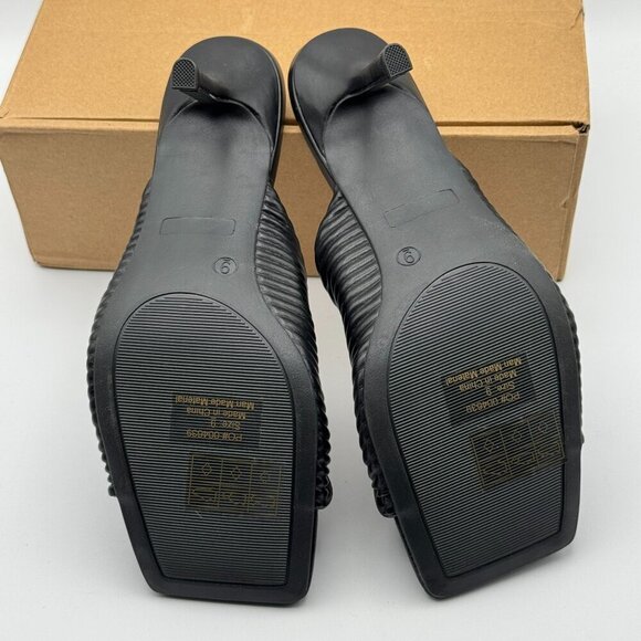 Tru Comfort Greer Black Pleated High Heel Mules Square Toe Slip In Sandals 9 - Picture 4 of 9